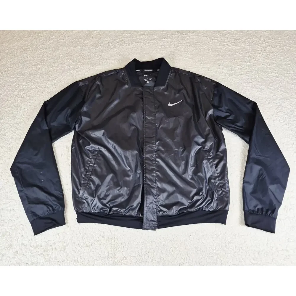 Nike Running Women’s Bomber Jacket Black Reflective Logo Lightweight Zip Size M
